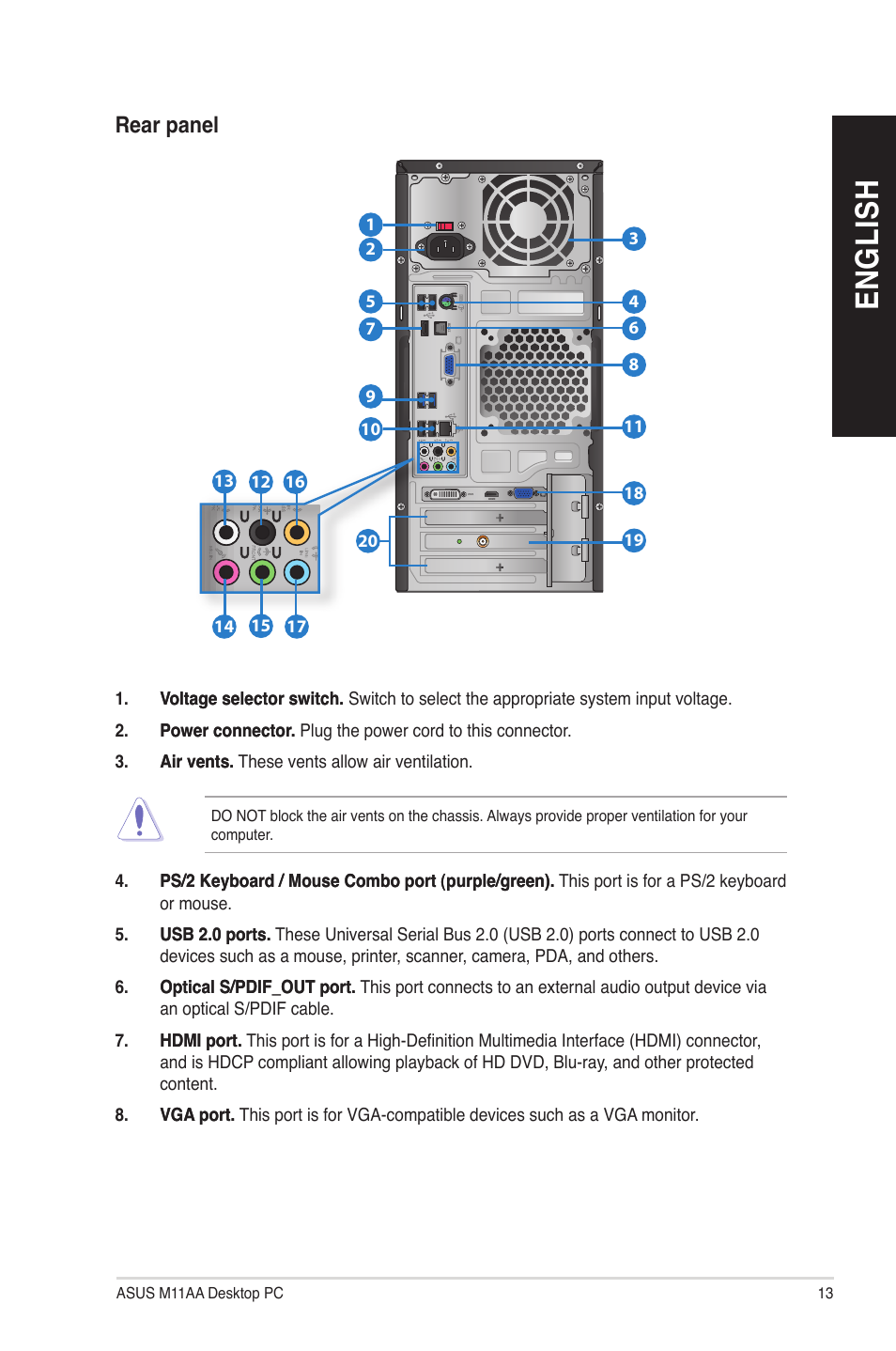 En gl is h en gl is h | Asus M11AA User Manual | Page 13 / 72