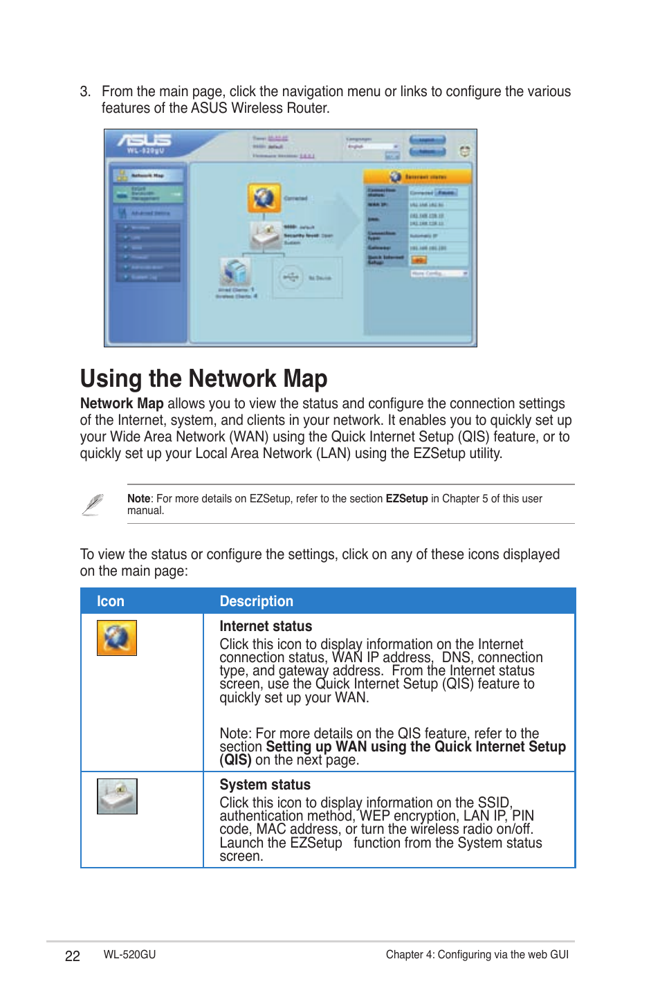 Using the network map | Asus WL-520GU User Manual | Page 22 / 51