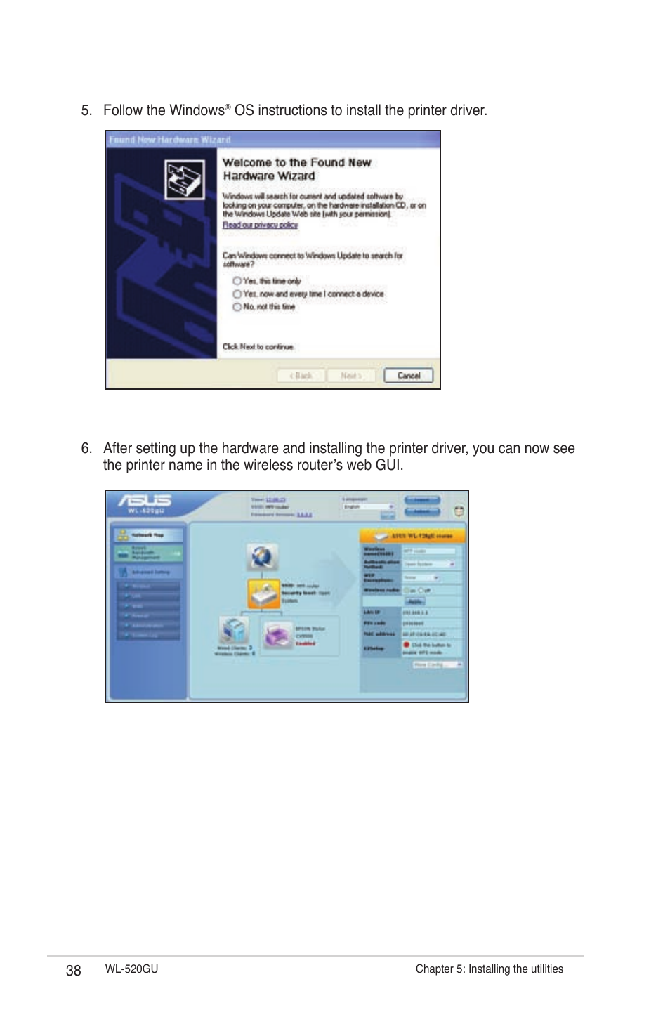 Follow the windows | Asus WL-520GU User Manual | Page 38 / 51