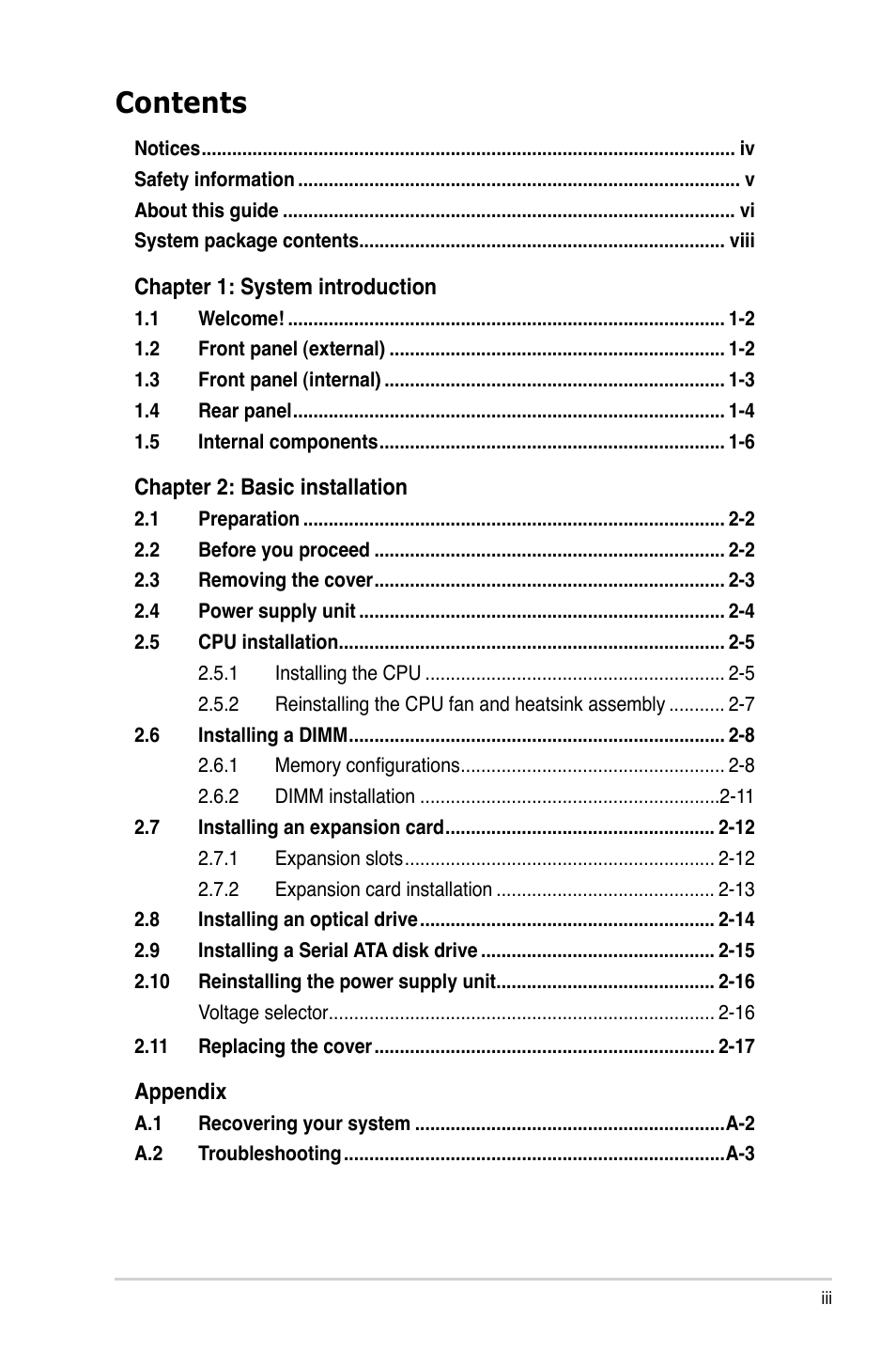 Asus CT5430 User Manual | Page 3 / 36