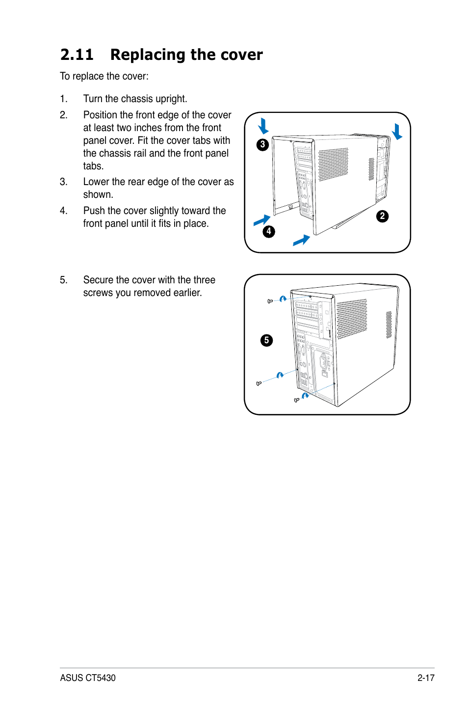 11 replacing the cover | Asus CT5430 User Manual | Page 31 / 36