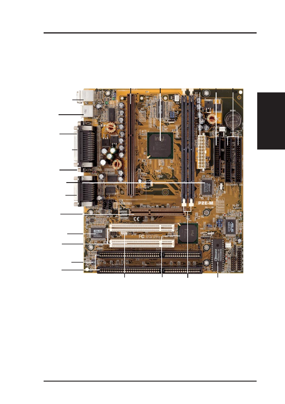 Ii. features, Parts of the asus p2l-m motherboard, Asus p2l-m user’s manual 11 | Ii. fea tures motherboard parts | Asus P2L-M User Manual | Page 11 / 64