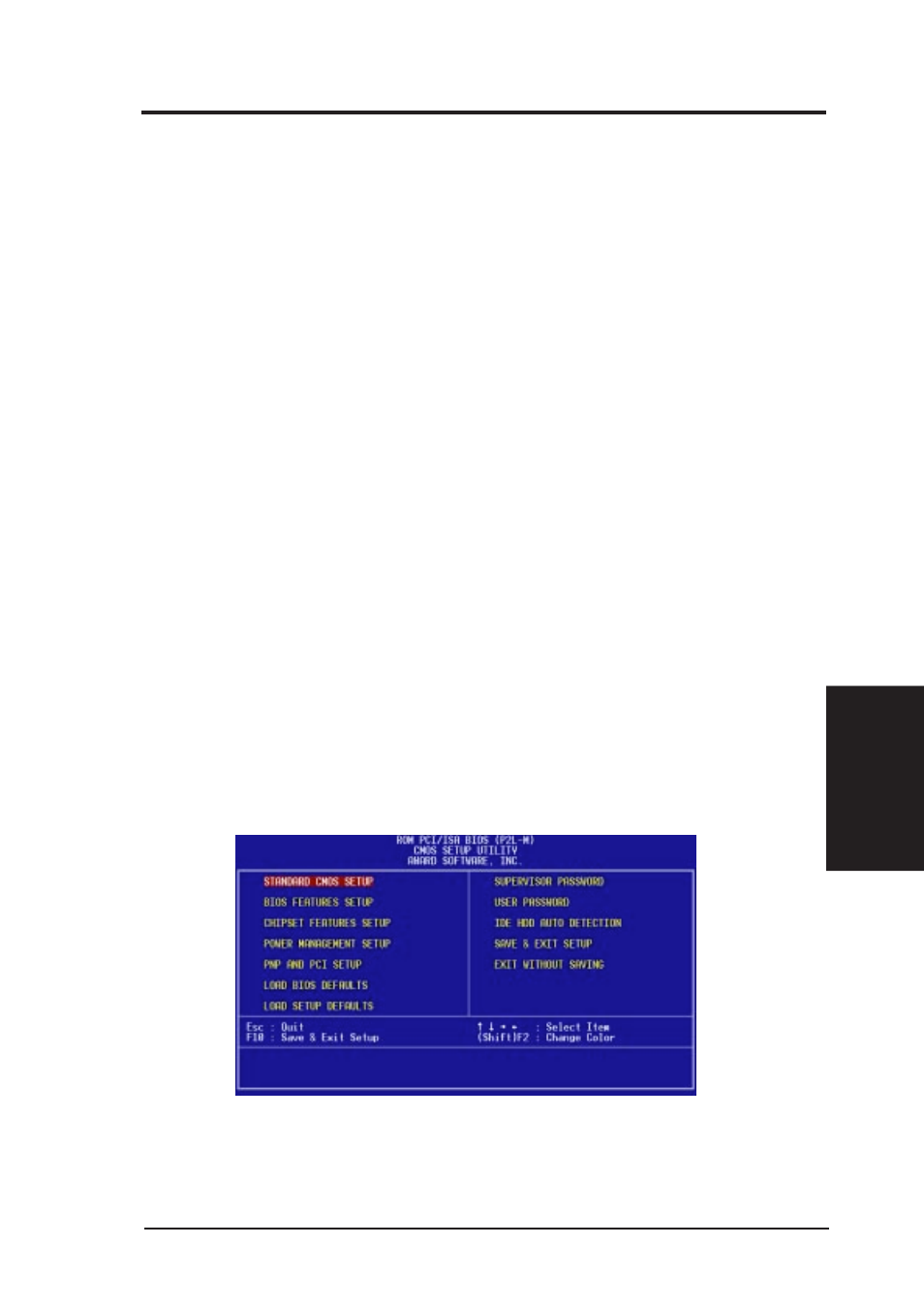 Iv. bios software, Bios setup | Asus P2L-M User Manual | Page 39 / 64