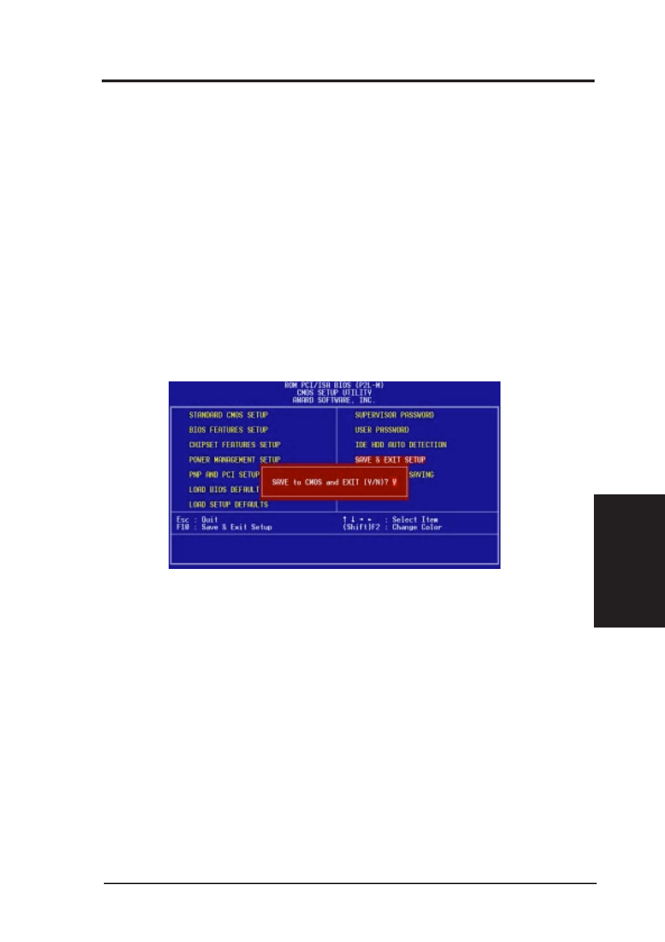 Iv. bios software, Save & exit setup, Exit without saving | Asus P2L-M User Manual | Page 57 / 64