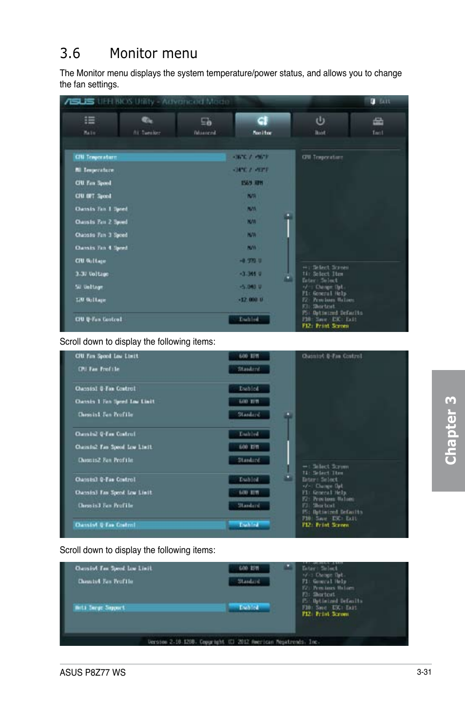 Chapter 3 3.6 monitor menu | Asus P8Z77 WS User Manual | Page 101 / 176