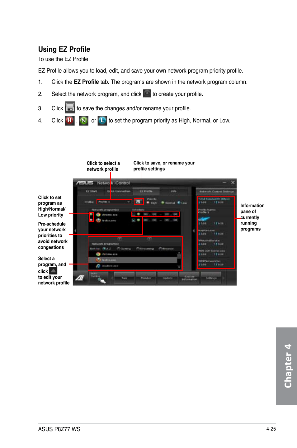 Chapter 4, Using ez profile | Asus P8Z77 WS User Manual | Page 141 / 176