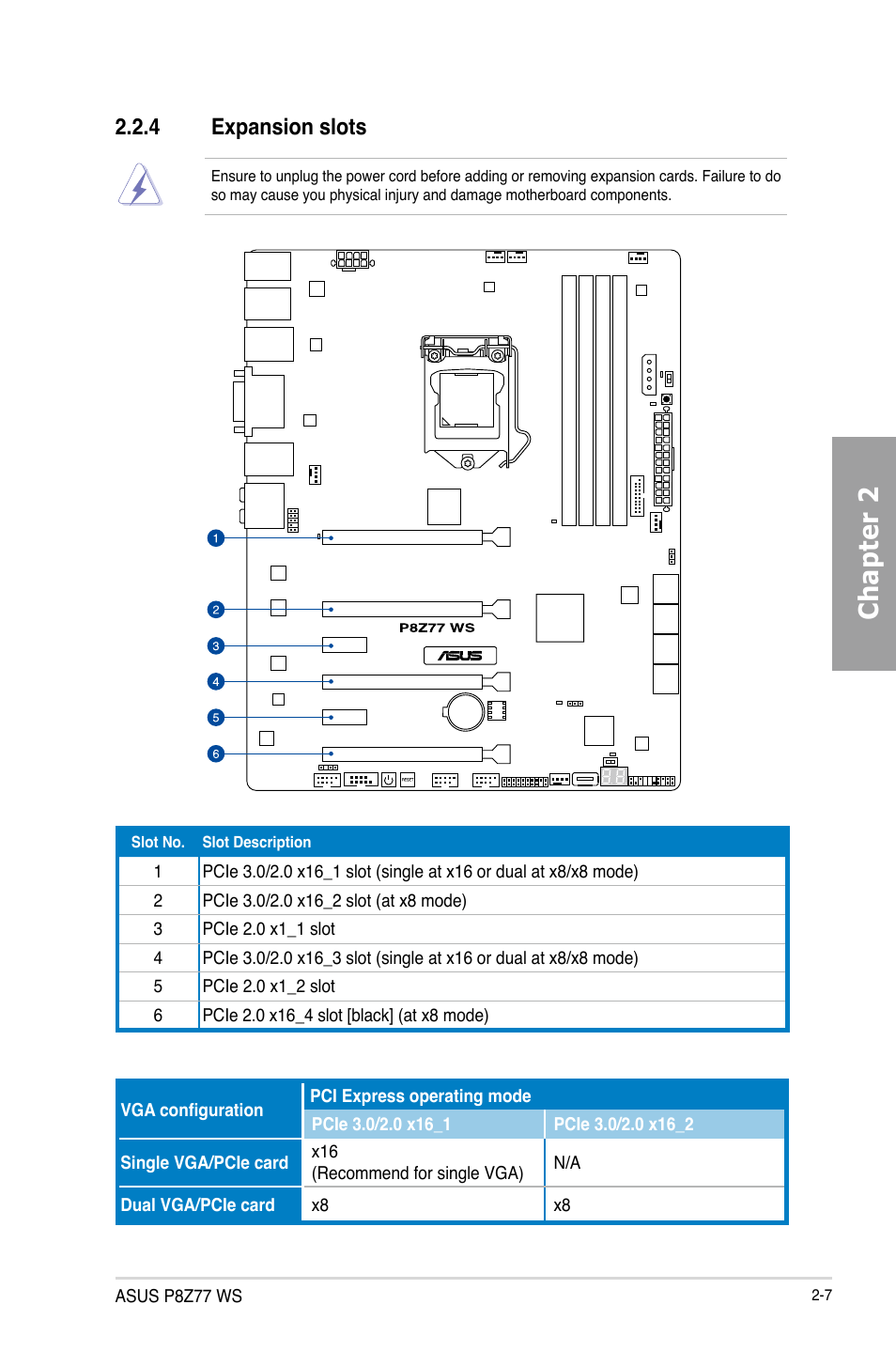 Chapter 2, 4 expansion slots | Asus P8Z77 WS User Manual | Page 29 / 176