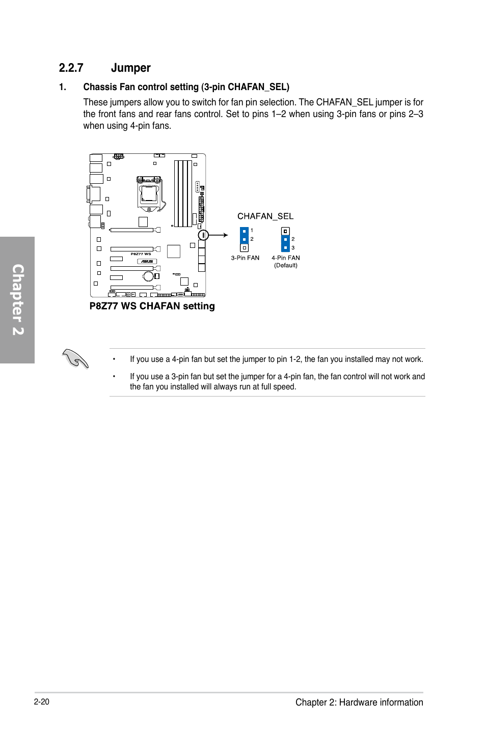 Chapter 2, 7 jumper | Asus P8Z77 WS User Manual | Page 42 / 176