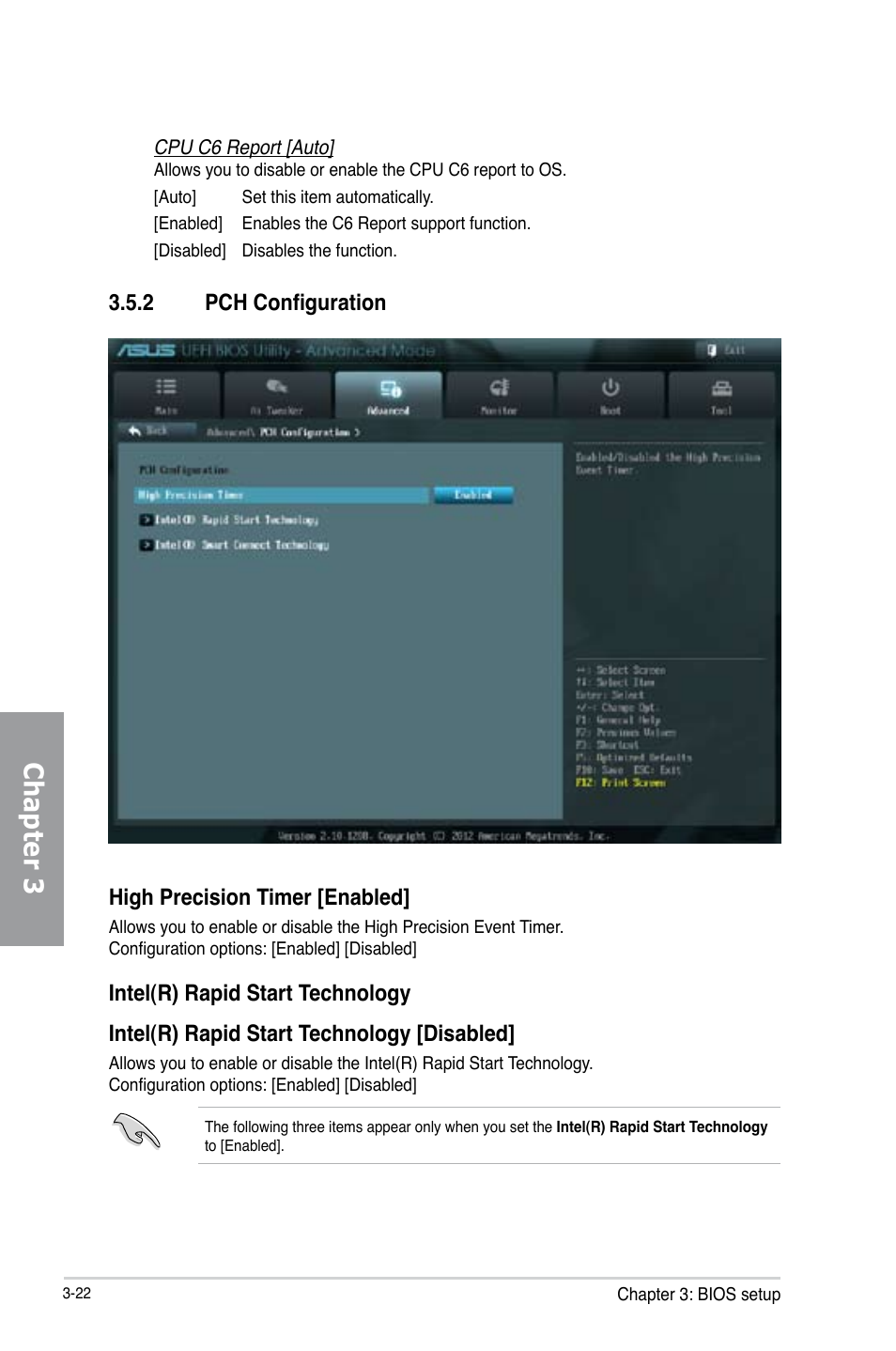 Chapter 3, 2 pch configuration high precision timer [enabled | Asus P8Z77 WS User Manual | Page 92 / 176