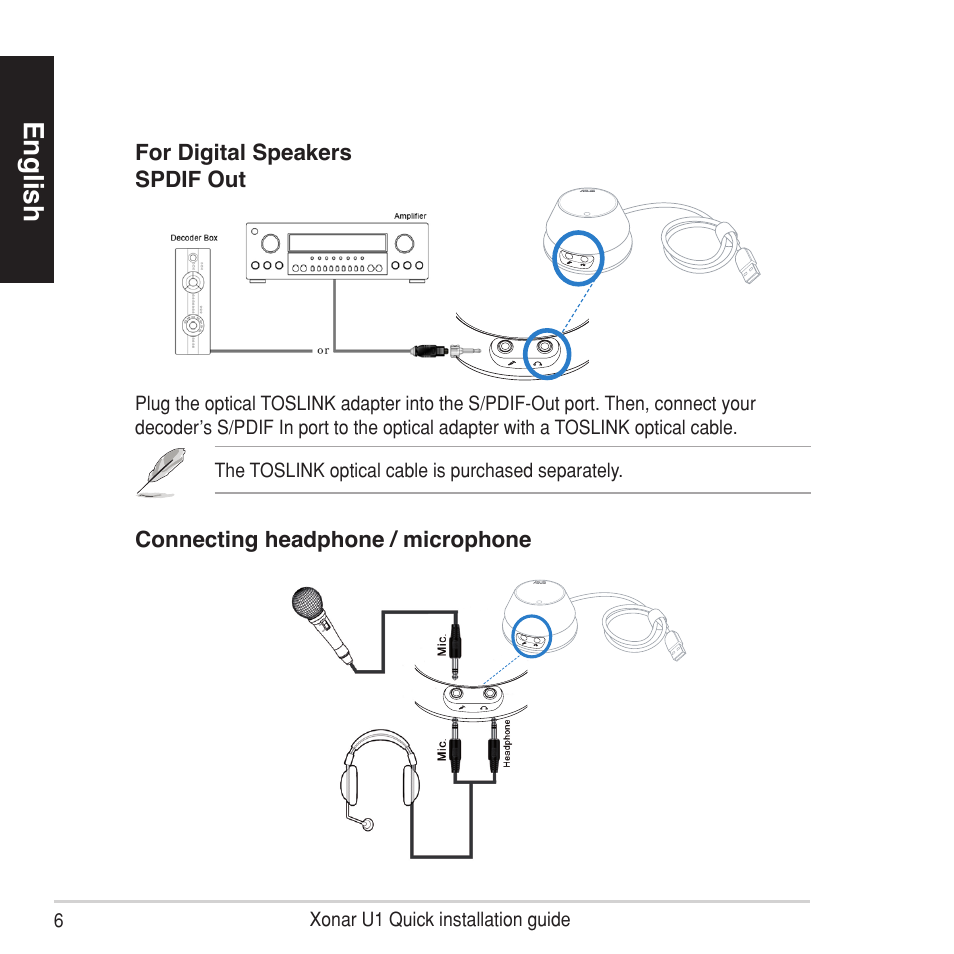English | Asus Xonar U1 User Manual | Page 6 / 8