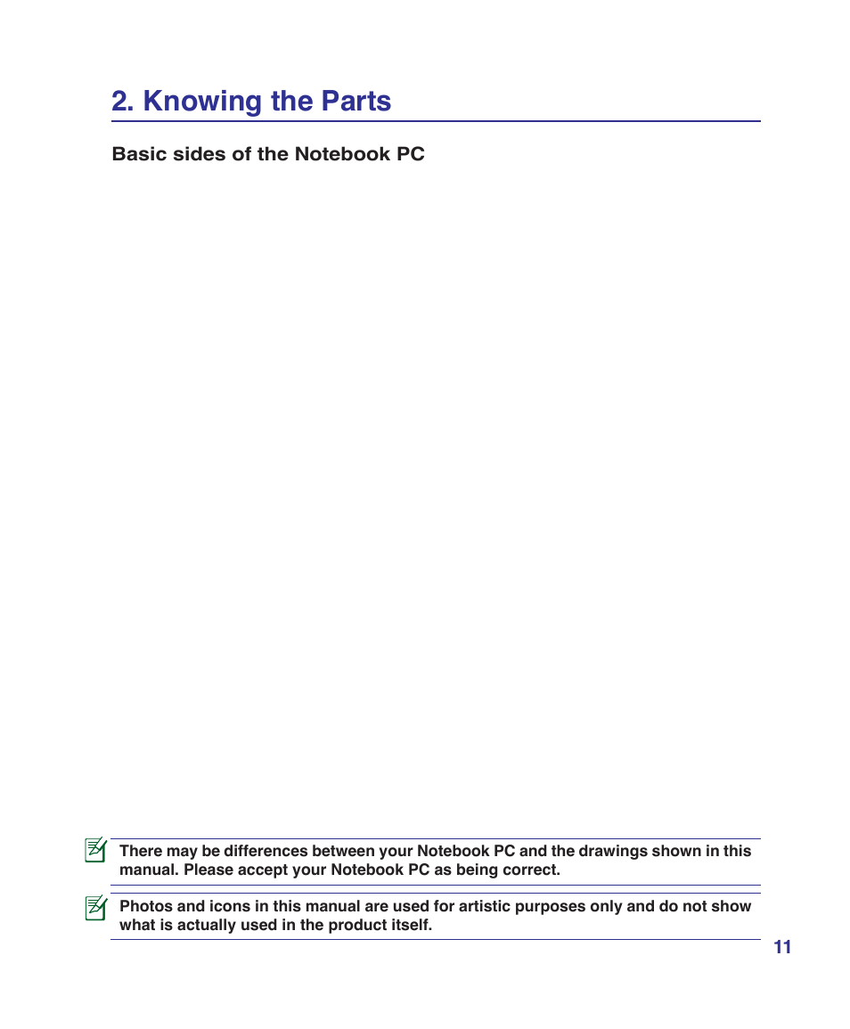 Knowing the parts | Asus B80A User Manual | Page 11 / 88