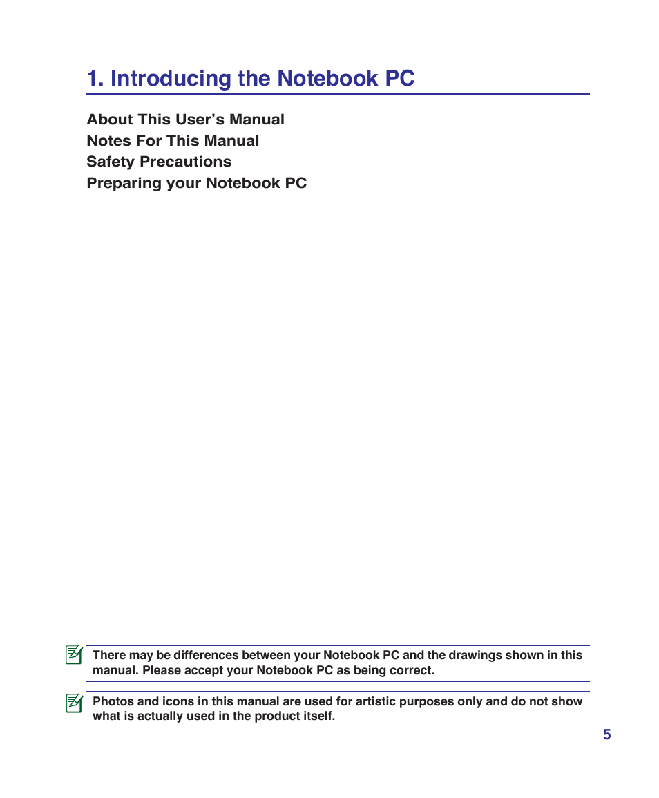 Introducing the notebook pc | Asus B80A User Manual | Page 5 / 88