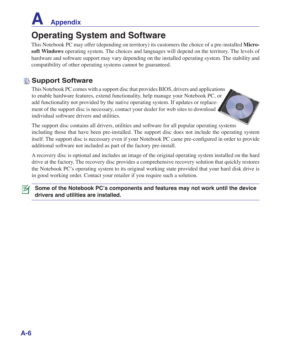 Operating system and software | Asus B80A User Manual | Page 62 / 88