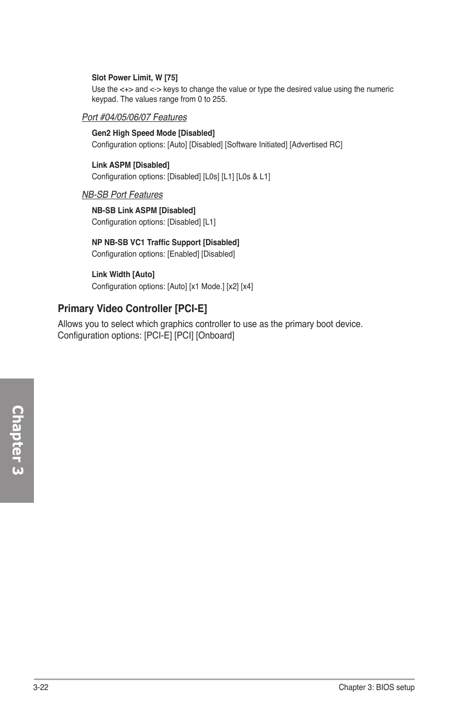 Chapter 3, Primary video controller [pci-e | Asus M4A78-E User Manual | Page 80 / 122