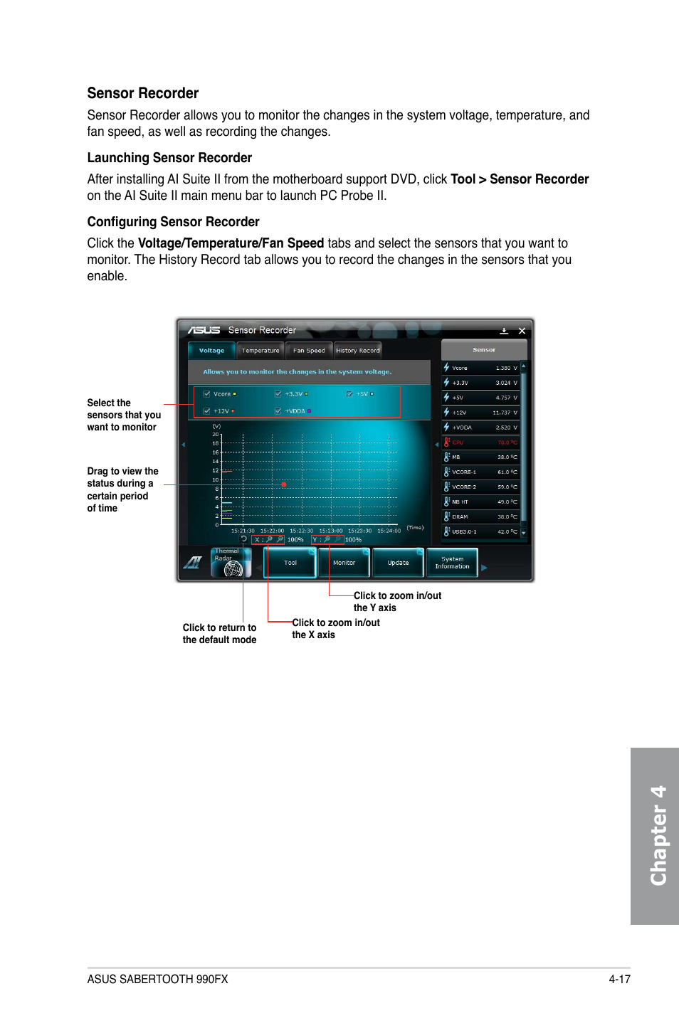 Chapter 4, Sensor recorder | Asus SABERTOOTH 990FX User Manual | Page 117 / 148