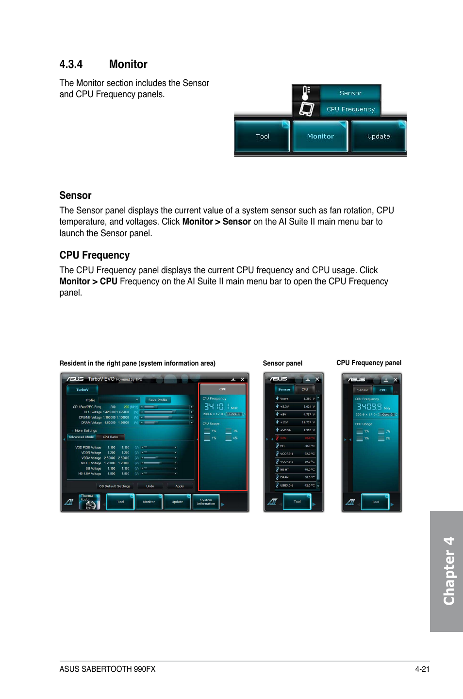Chapter 4, 4 monitor | Asus SABERTOOTH 990FX User Manual | Page 121 / 148