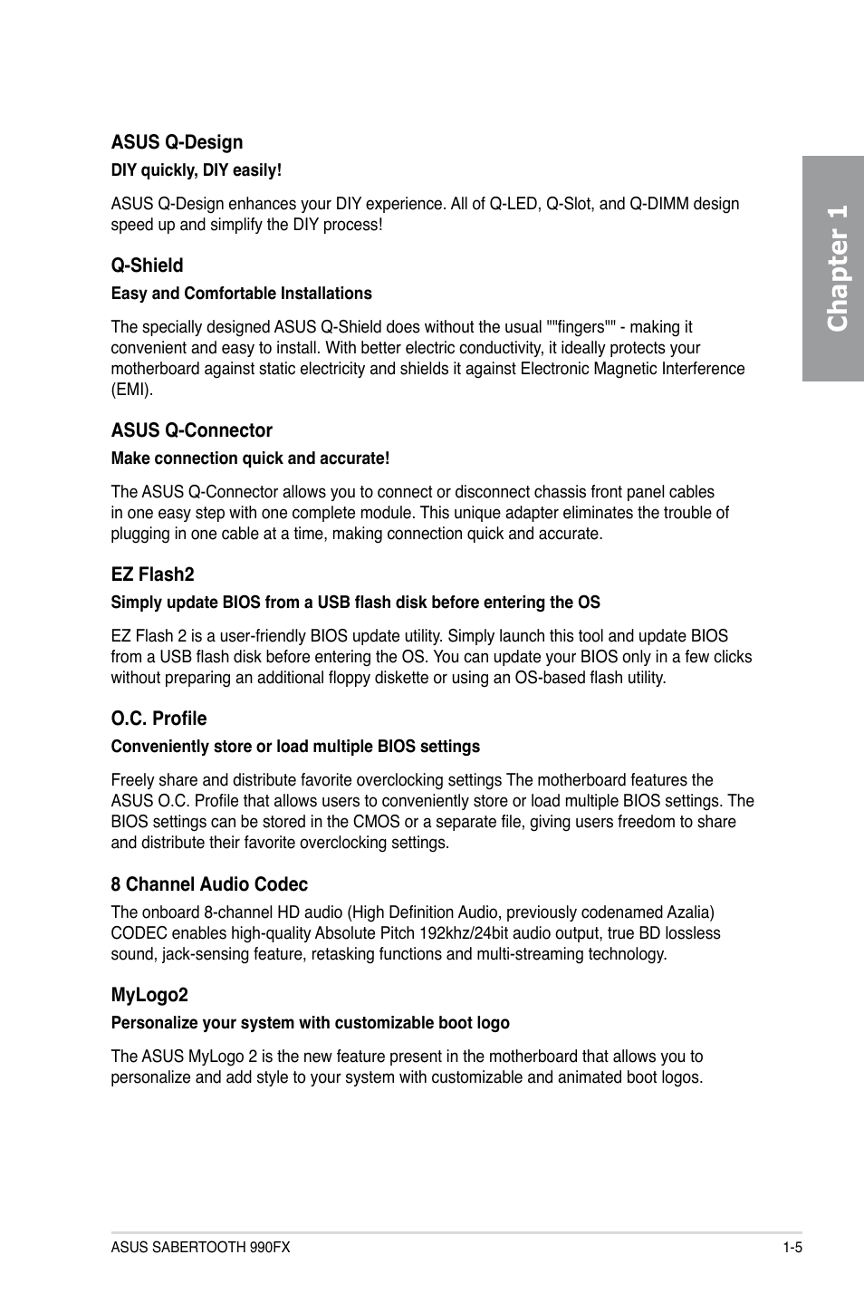 Chapter 1 | Asus SABERTOOTH 990FX User Manual | Page 17 / 148