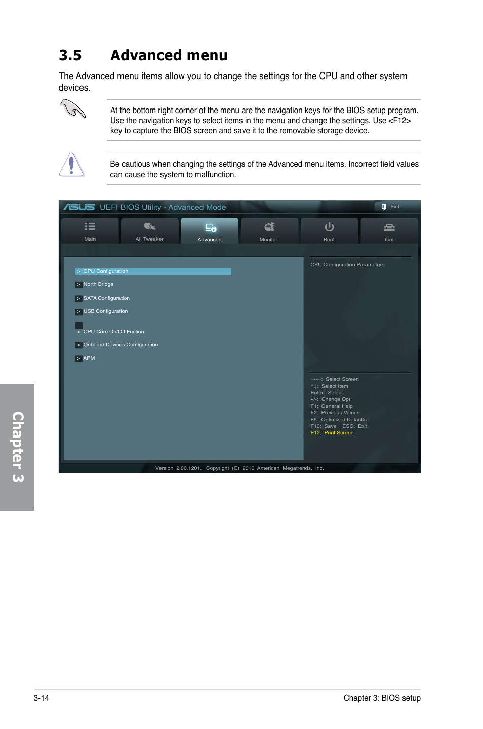 Chapter 3, 5 advanced menu, 14 chapter 3: bios setup | Asus SABERTOOTH 990FX User Manual | Page 76 / 148