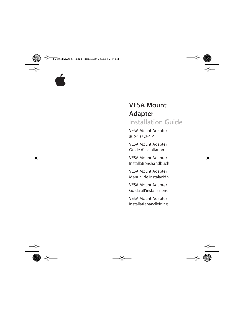 Apple VESA Mount Adapter User Manual | 20 pages
