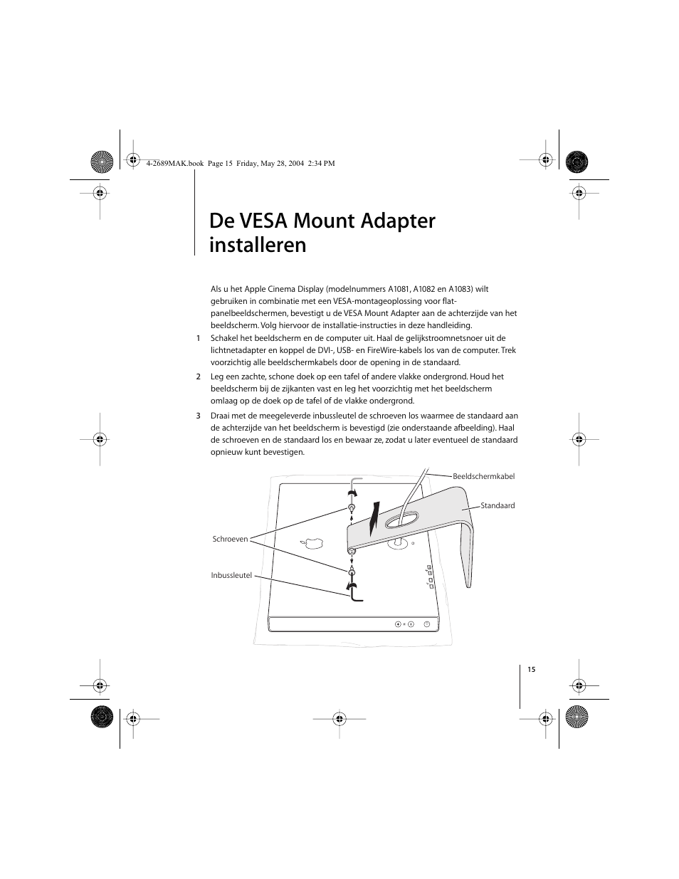 De vesa mount adapter installeren | Apple VESA Mount Adapter User Manual | Page 15 / 20