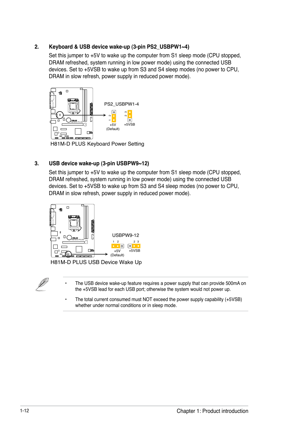 Chapter 1: product introduction, H81m-d plus usb device wake up | Asus H81M-D PLUS User Manual | Page 20 / 48