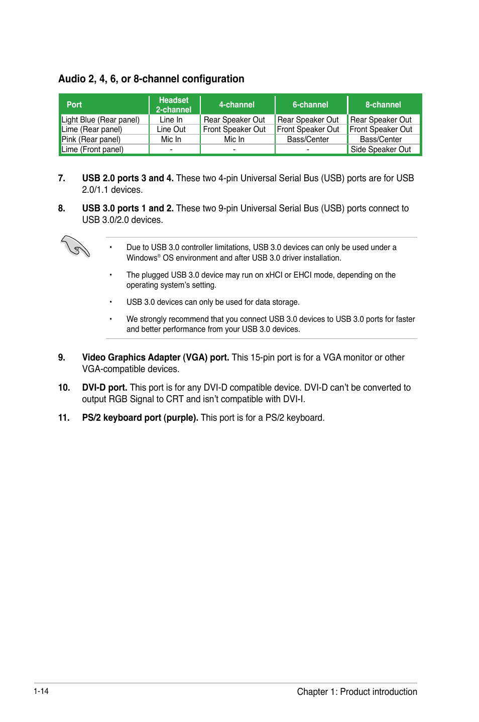 Audio 2, 4, 6, or 8-channel configuration | Asus H81M-D PLUS User Manual | Page 22 / 48