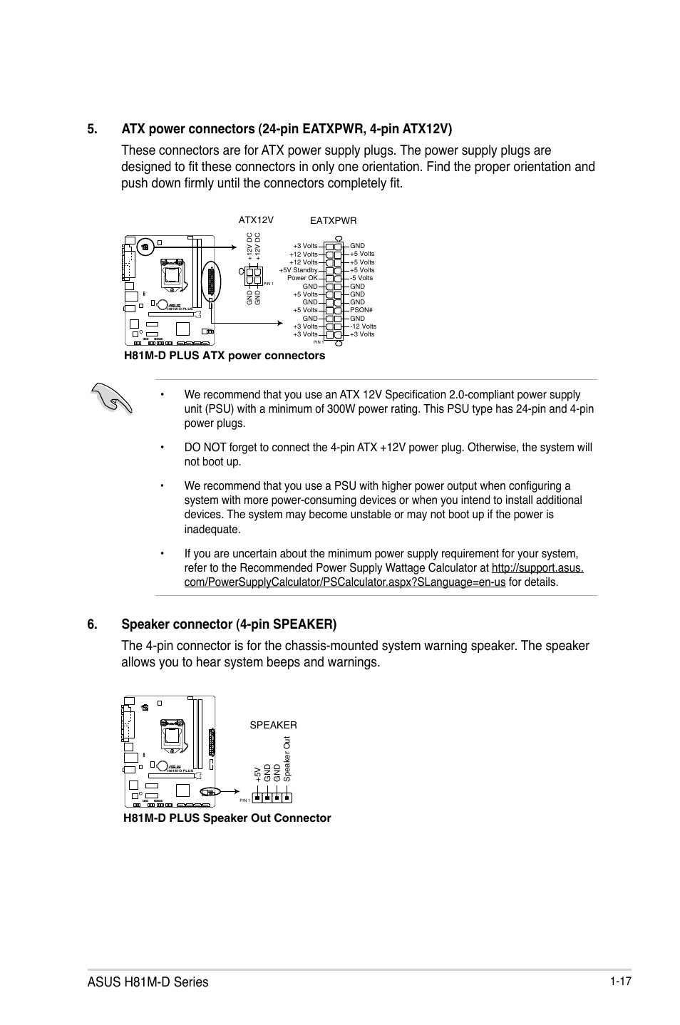 Asus h81m-d series, H81m-d plus speaker out connector | Asus H81M-D PLUS User Manual | Page 25 / 48