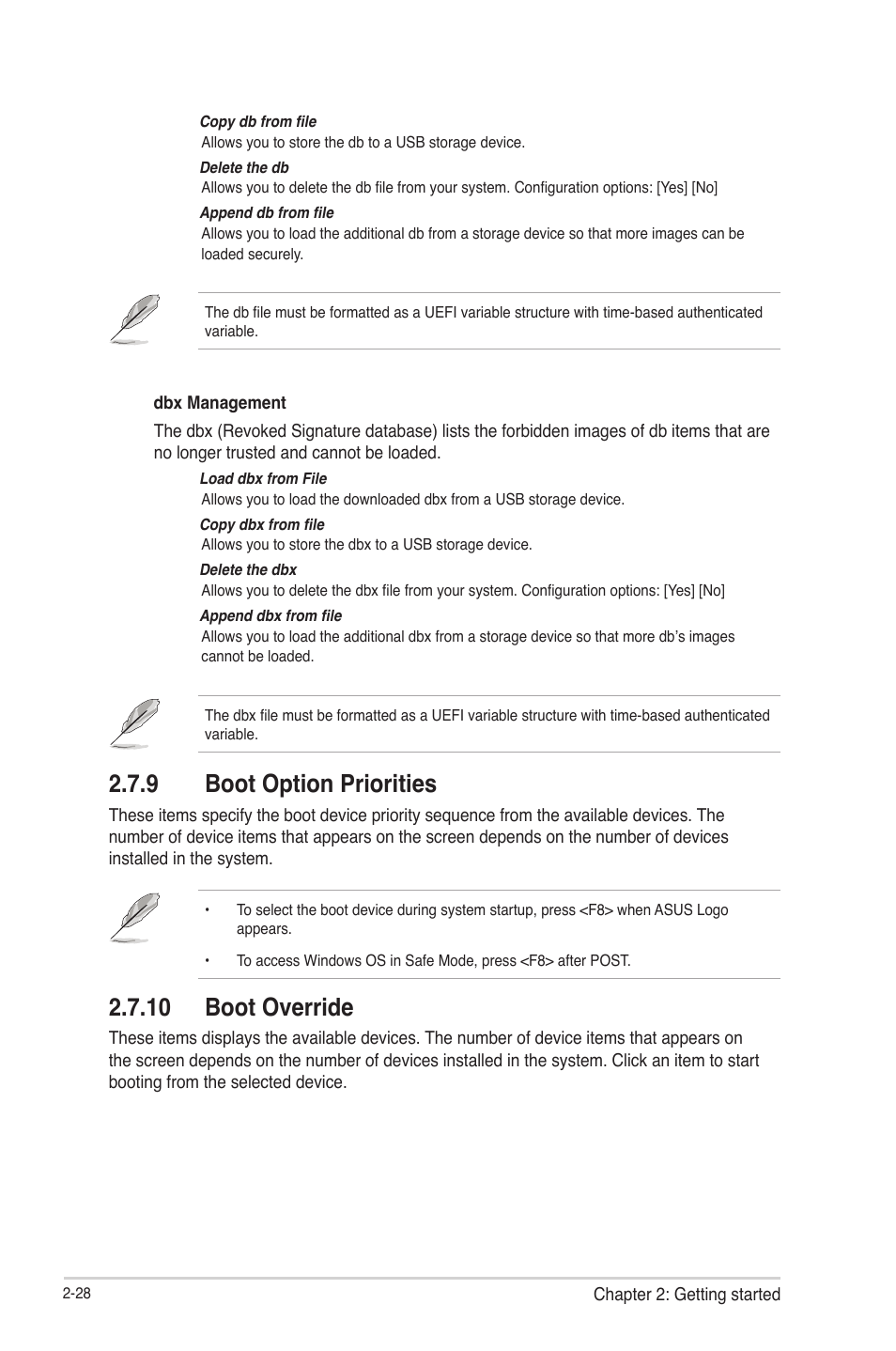 9 boot option priorities, 10 boot override, Boot option priorities -28 | 10 boot override -28 | Asus E2KM1I-DELUXE User Manual | Page 64 / 70