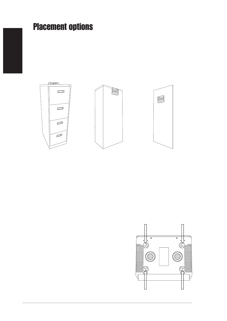 Placement options, Desktop placement, Magnet mount instructions | Wall mount instructions | Asus GigaX1108 User Manual | Page 6 / 10