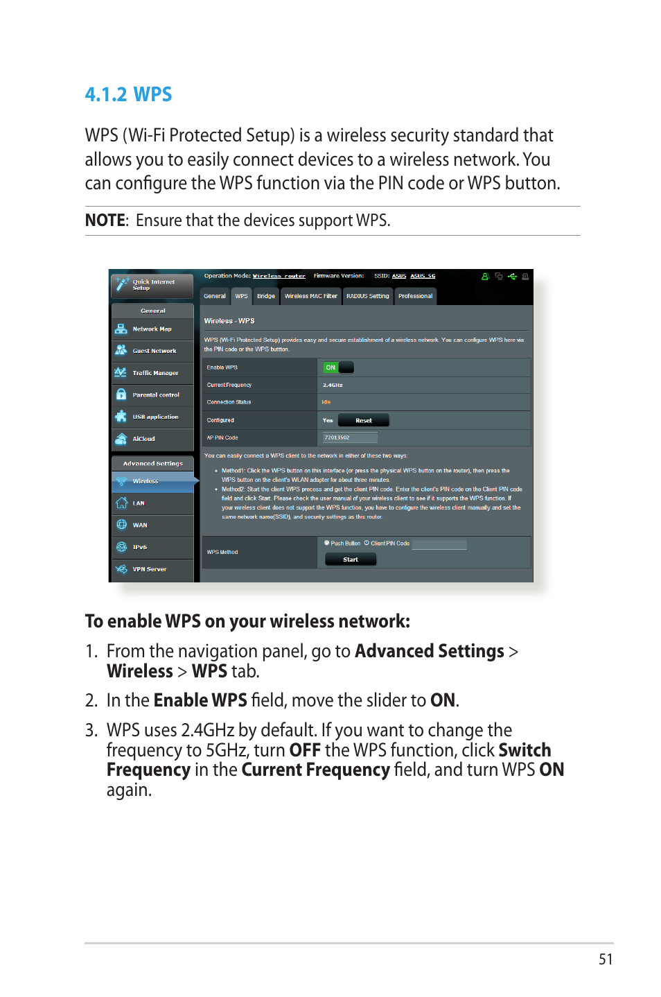 2 wps | Asus RT-AC68U User Manual | Page 51 / 129