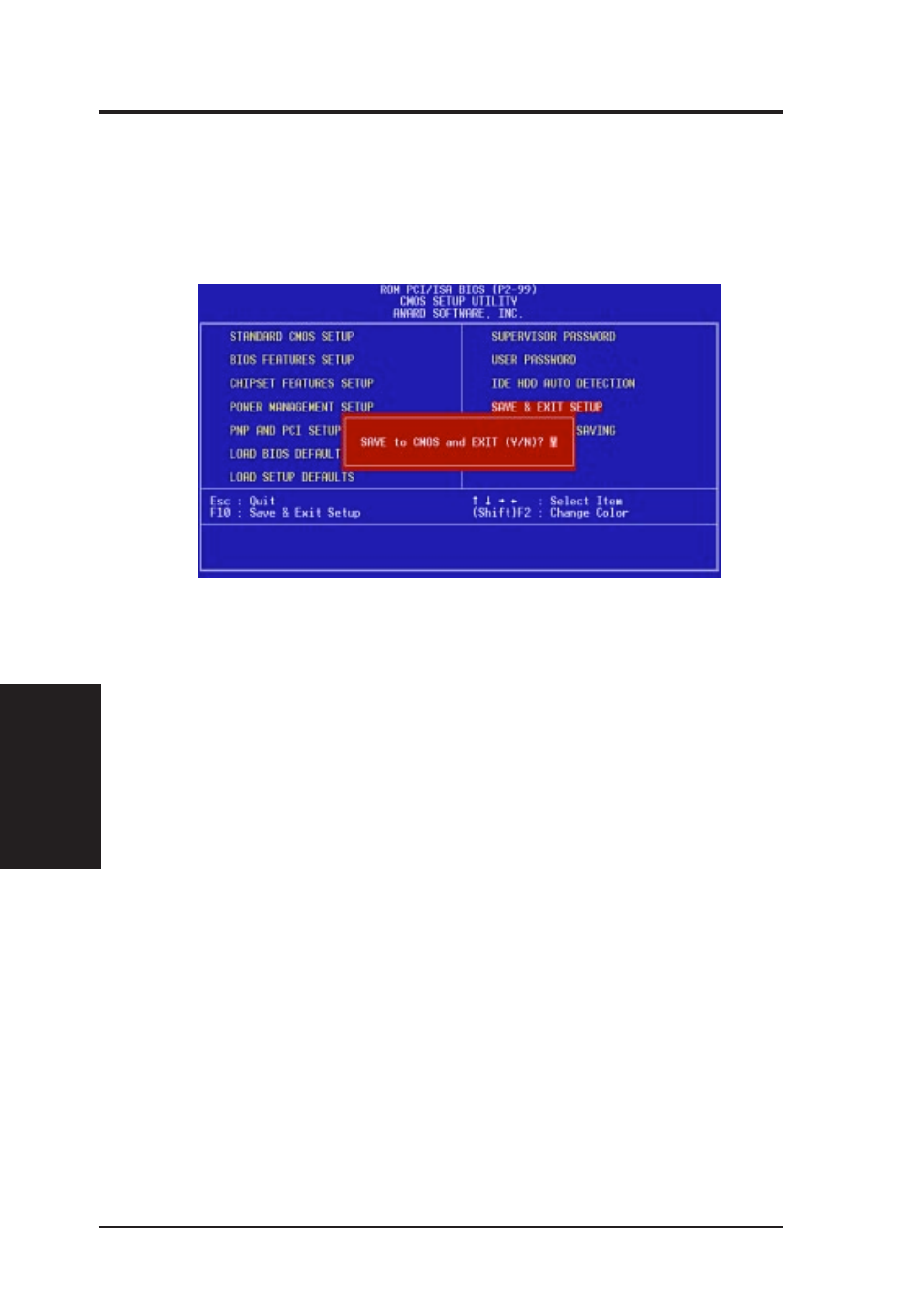 Iv. bios setup, Save & exit setup, Exit without saving | Asus P2-99 User Manual | Page 60 / 96