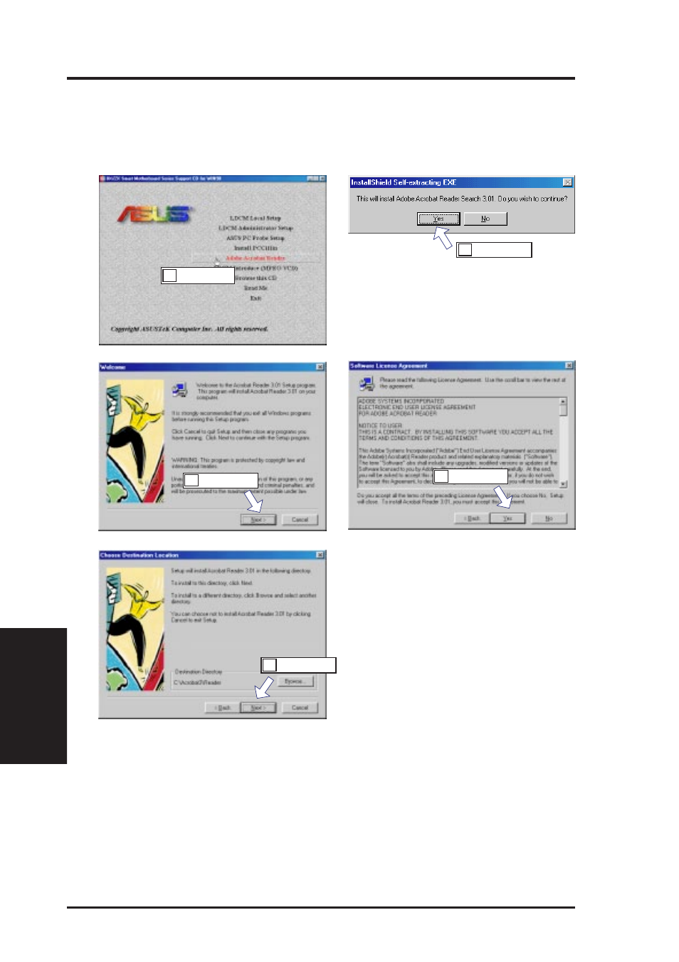 V. software setup, Installing adobe acrobat reader, Optional) | Asus P2-99 User Manual | Page 68 / 96