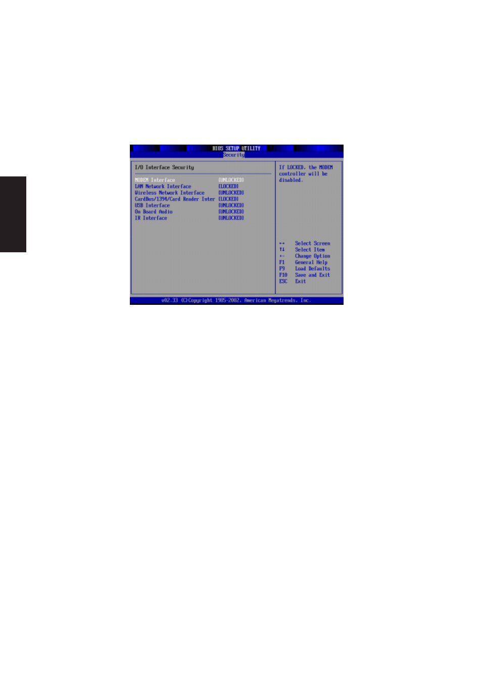 Security (sub-menu), I/o interface security | Asus W1Gc User Manual | Page 100 / 110