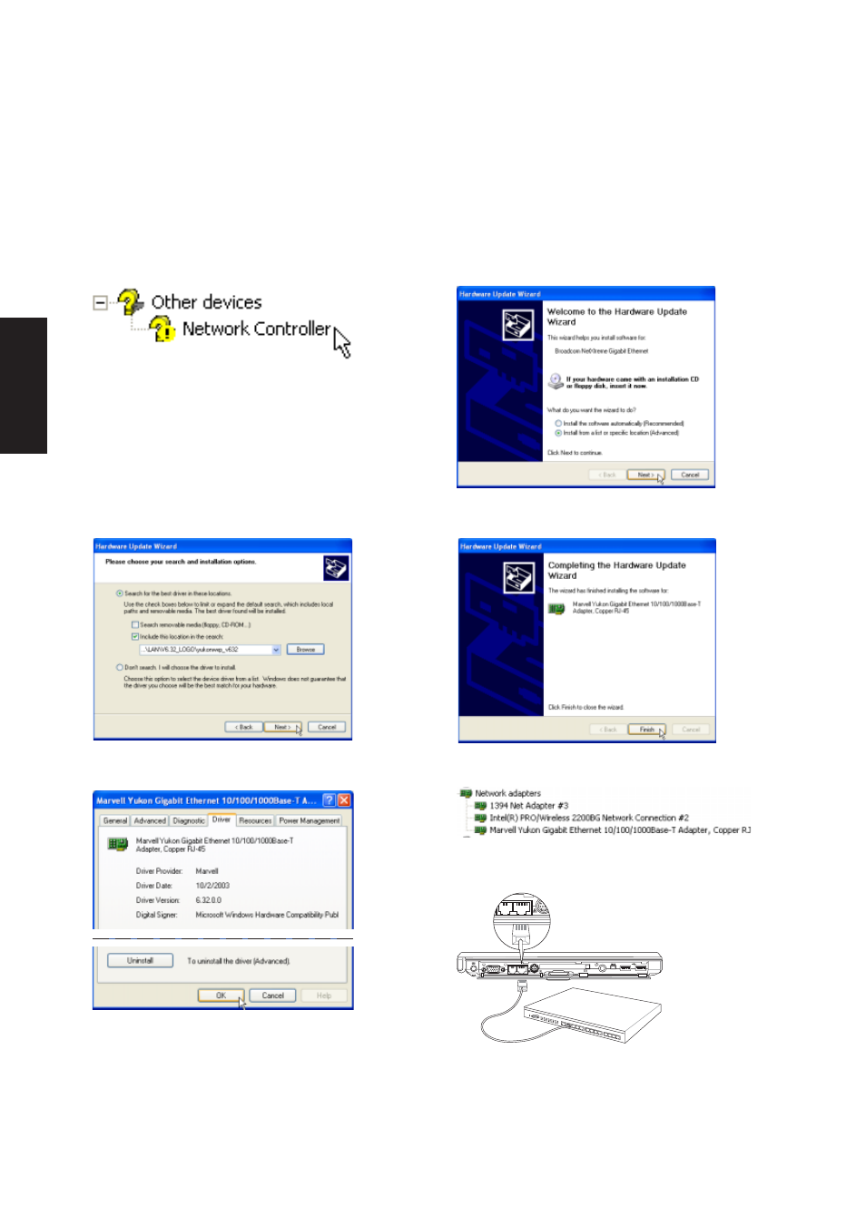 Lan driver setup | Asus W1Gc User Manual | Page 30 / 110