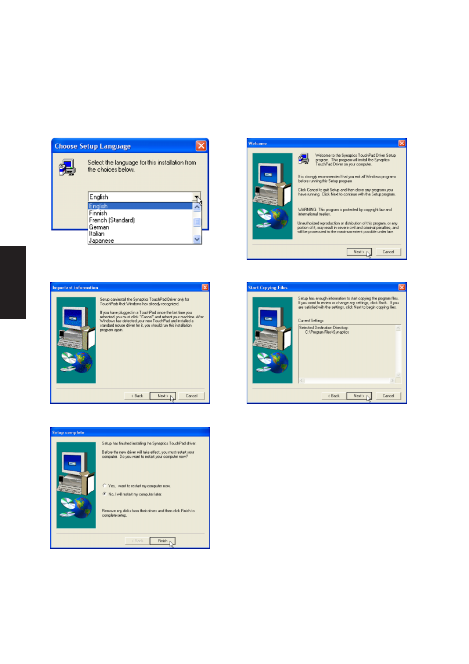 Touchpad setup | Asus W1Gc User Manual | Page 68 / 110