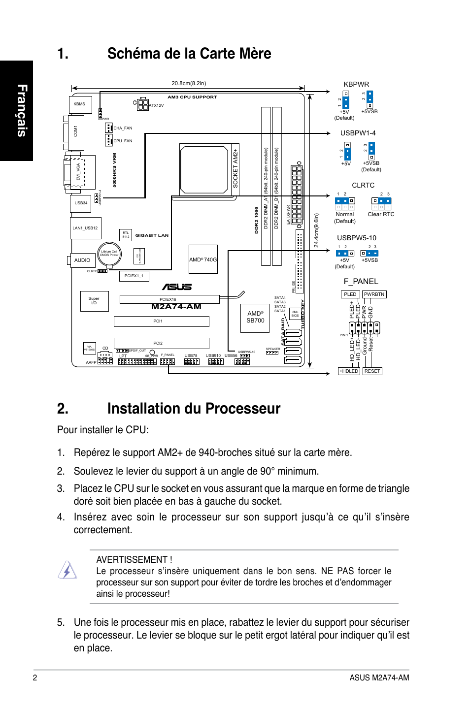 Français, 2asus m2a74-am, F_panel | Asus M2A74-AM User Manual | Page 2 / 38