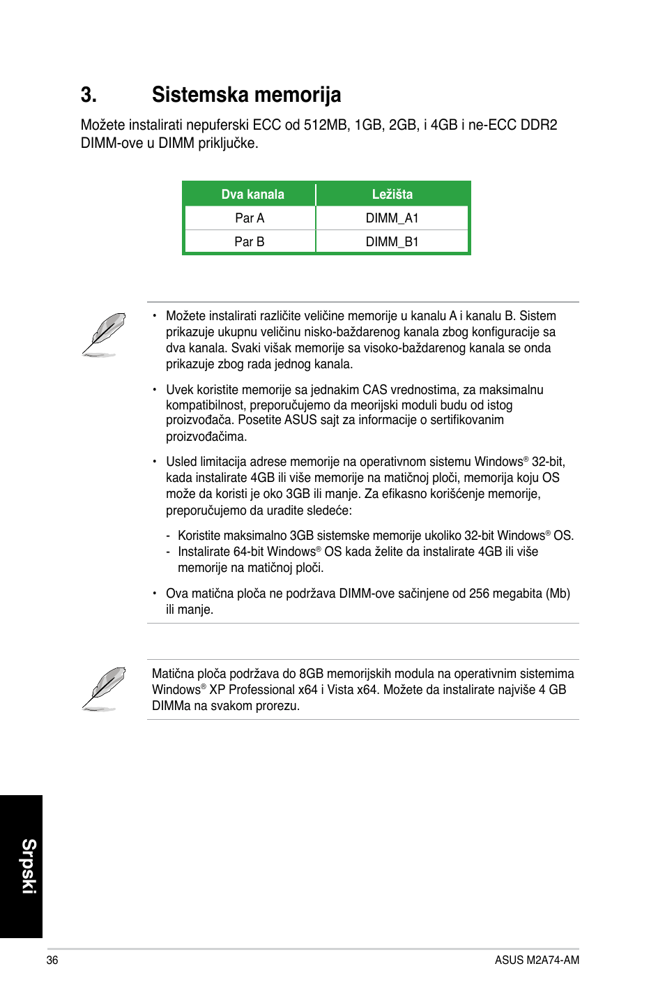 Srpski | Asus M2A74-AM User Manual | Page 36 / 38