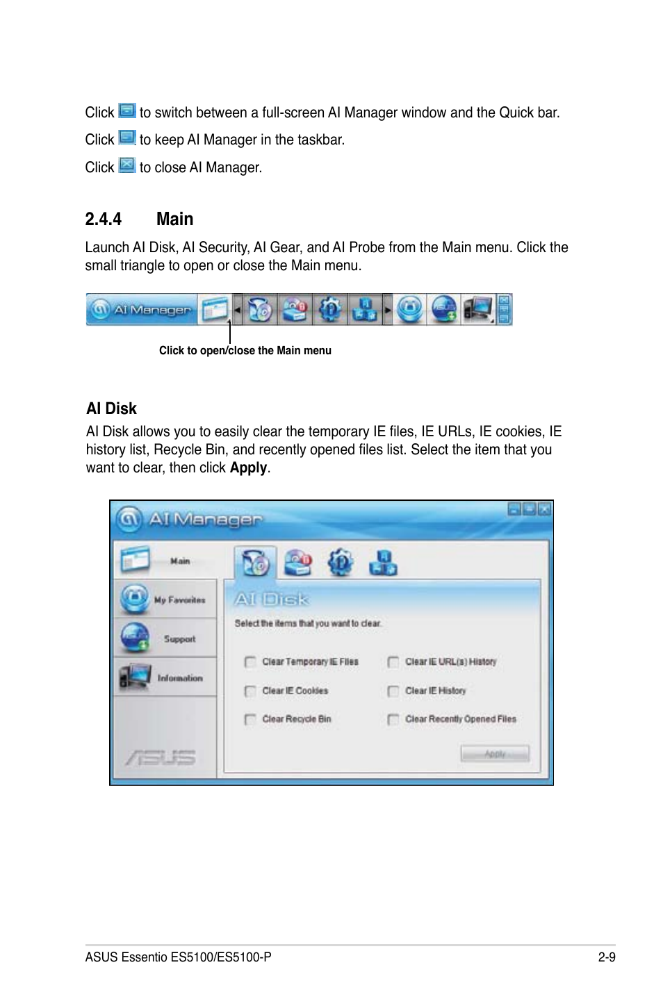 4 main, Main -9 | Asus ES5100 User Manual | Page 29 / 36