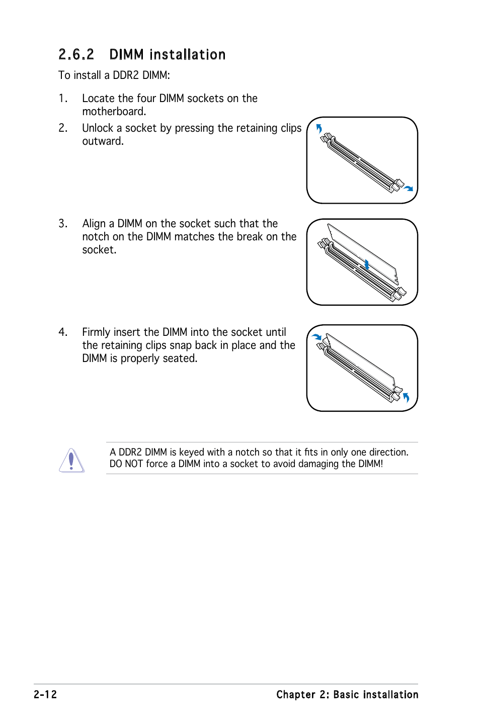 2 dimm installation | Asus T3-P5G965A User Manual | Page 28 / 84