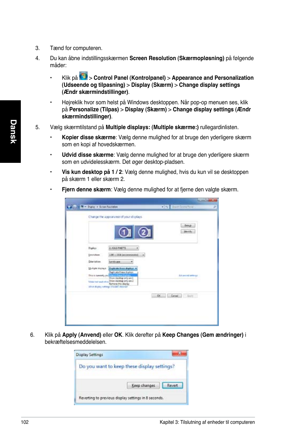 Dansk | Asus CM6870 User Manual | Page 104 / 352