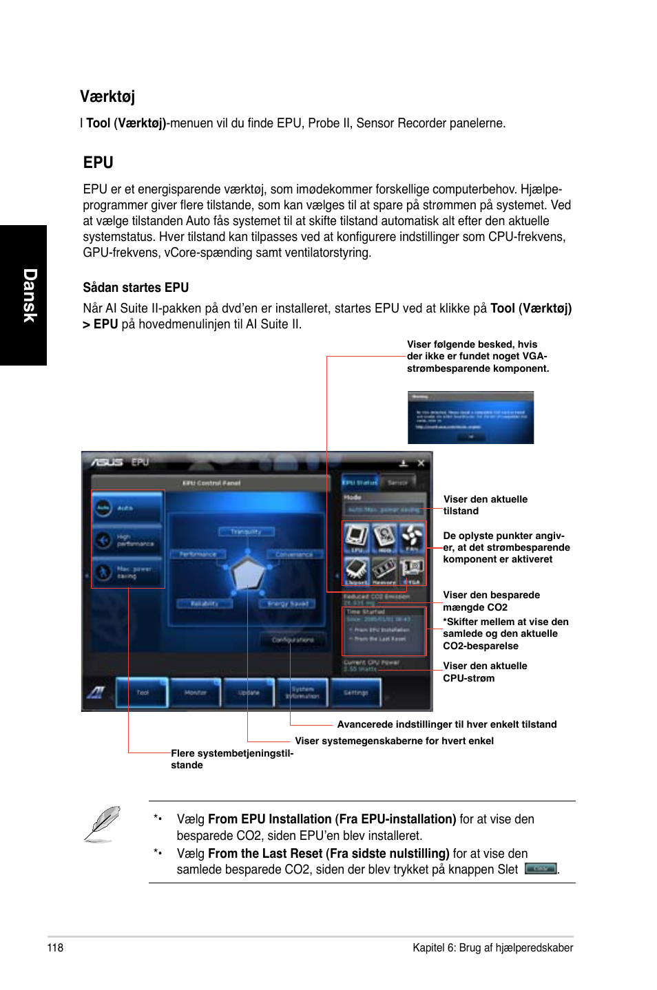 Dansk, Ærktø | Asus CM6870 User Manual | Page 120 / 352