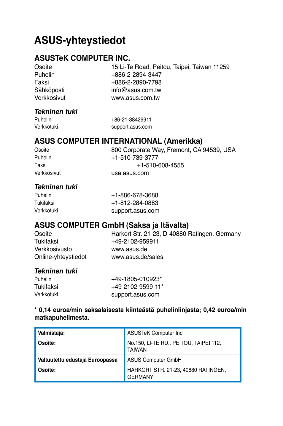 Asus-yhteystiedot | Asus CM6870 User Manual | Page 212 / 352