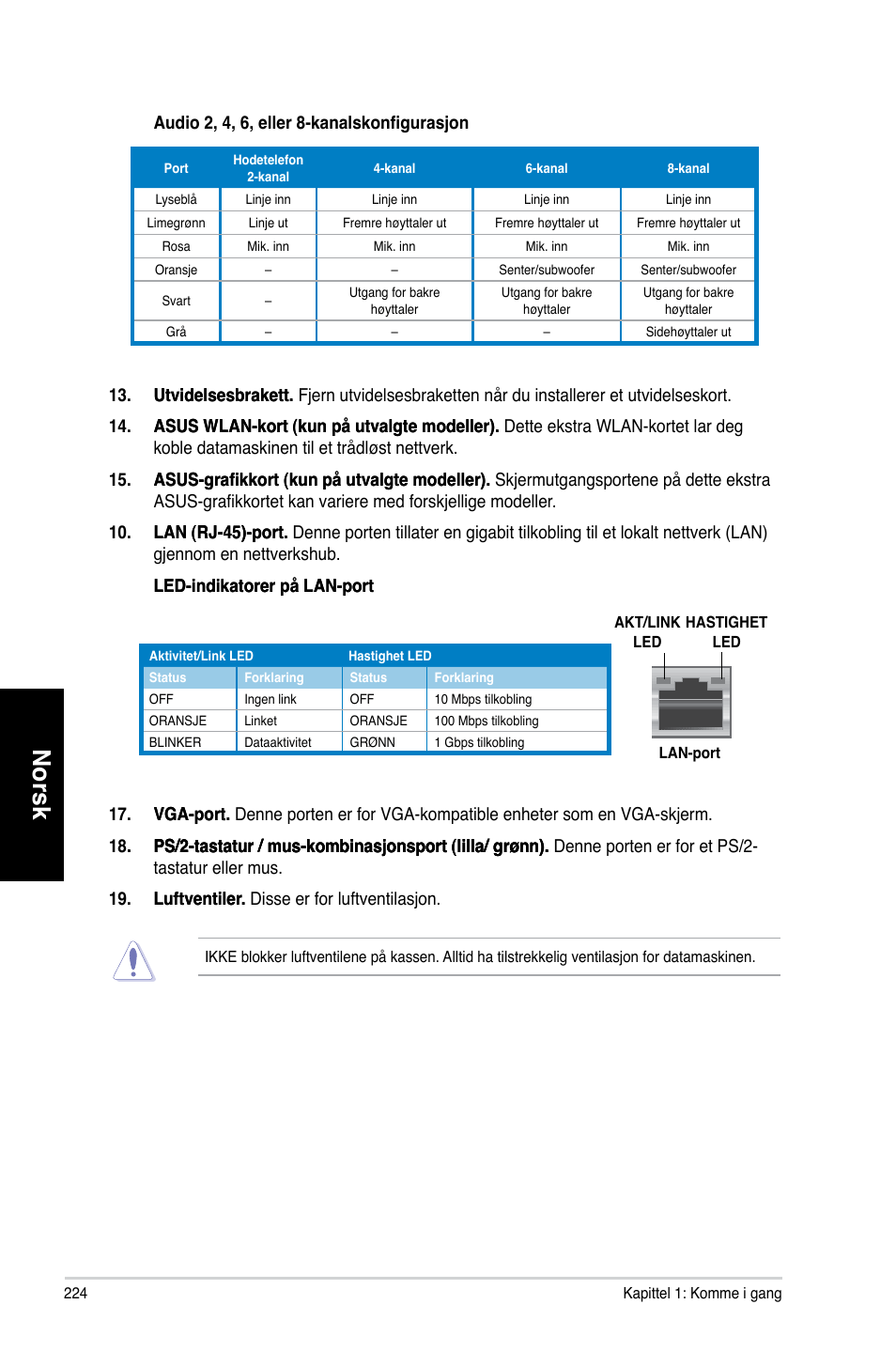 Norsk | Asus CM6870 User Manual | Page 226 / 352