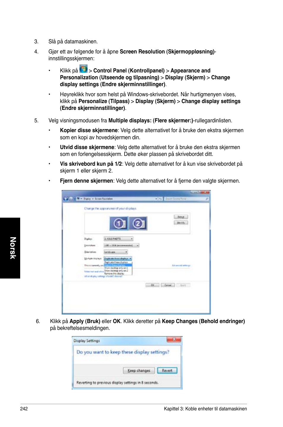 Norsk | Asus CM6870 User Manual | Page 244 / 352