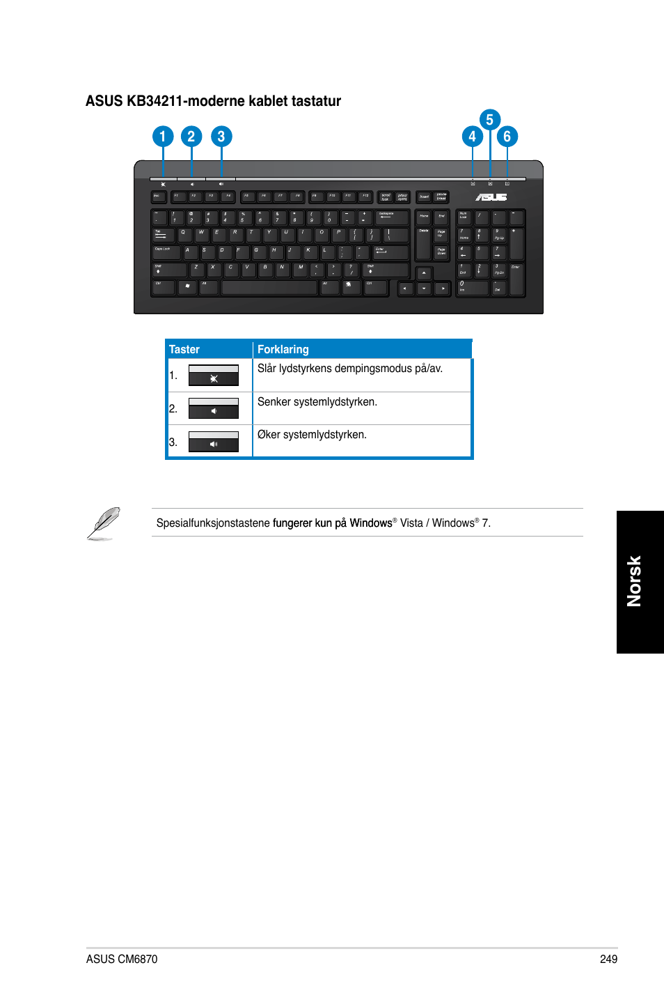 Norsk | Asus CM6870 User Manual | Page 251 / 352