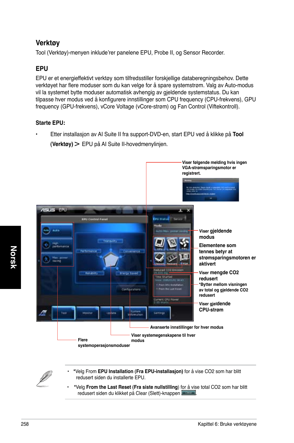 Norsk, Erktøy | Asus CM6870 User Manual | Page 260 / 352