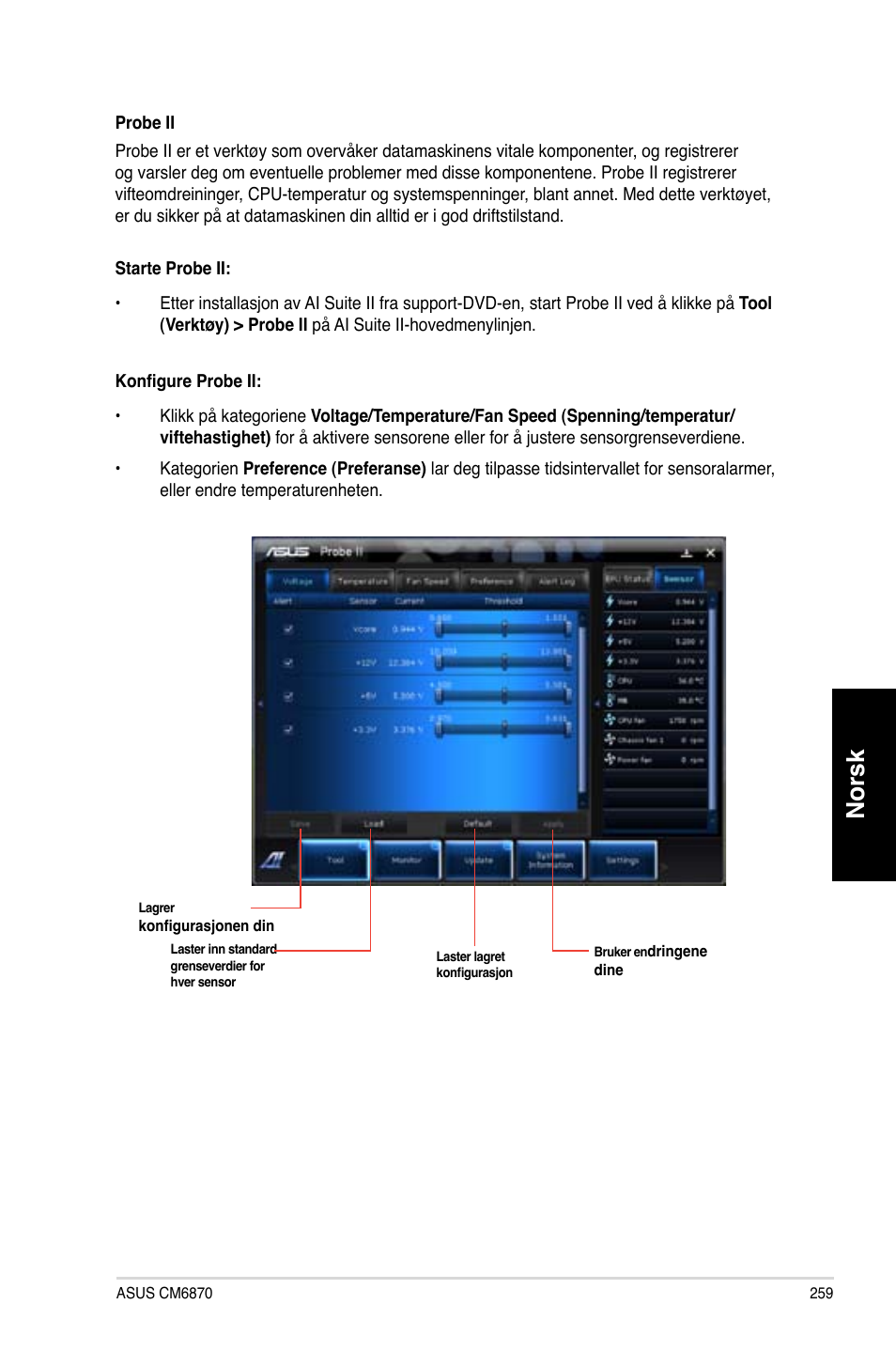 Norsk | Asus CM6870 User Manual | Page 261 / 352