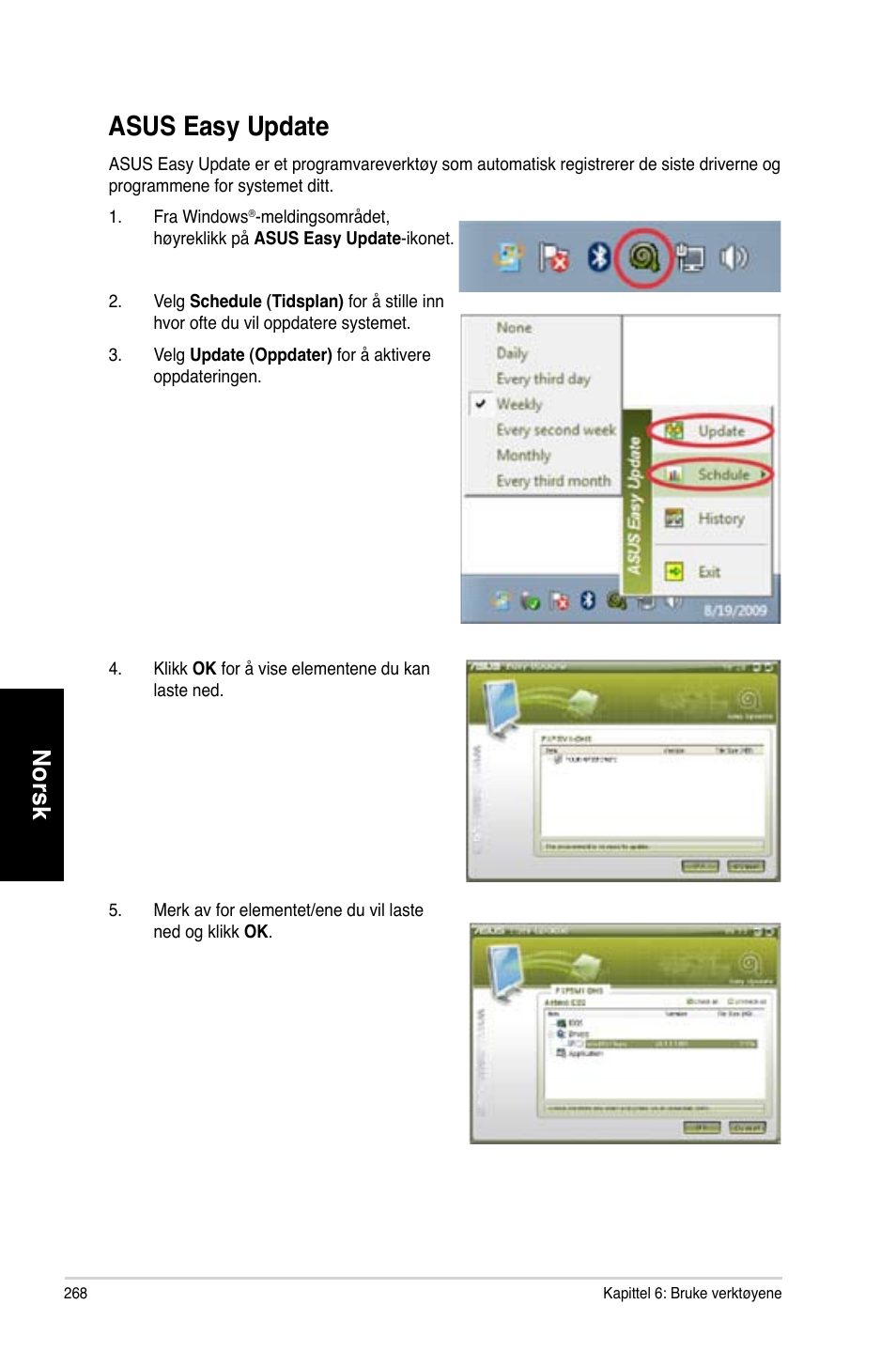 Asus easy update, Asus.easy.update, Norsk | Asus CM6870 User Manual | Page 270 / 352