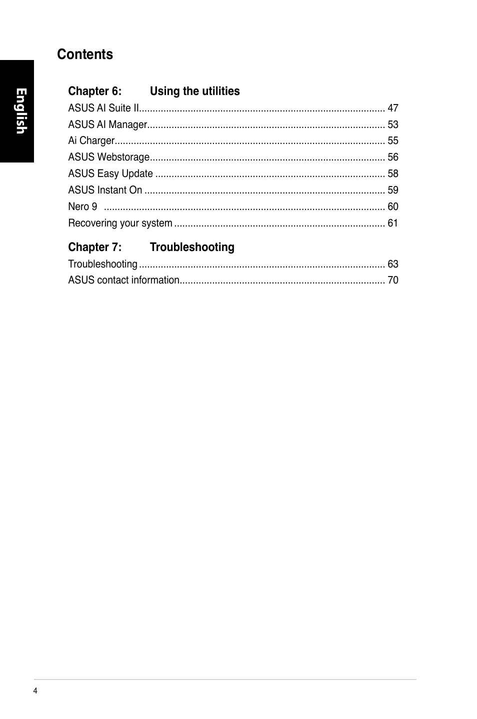 English, English contents | Asus CM6870 User Manual | Page 6 / 352