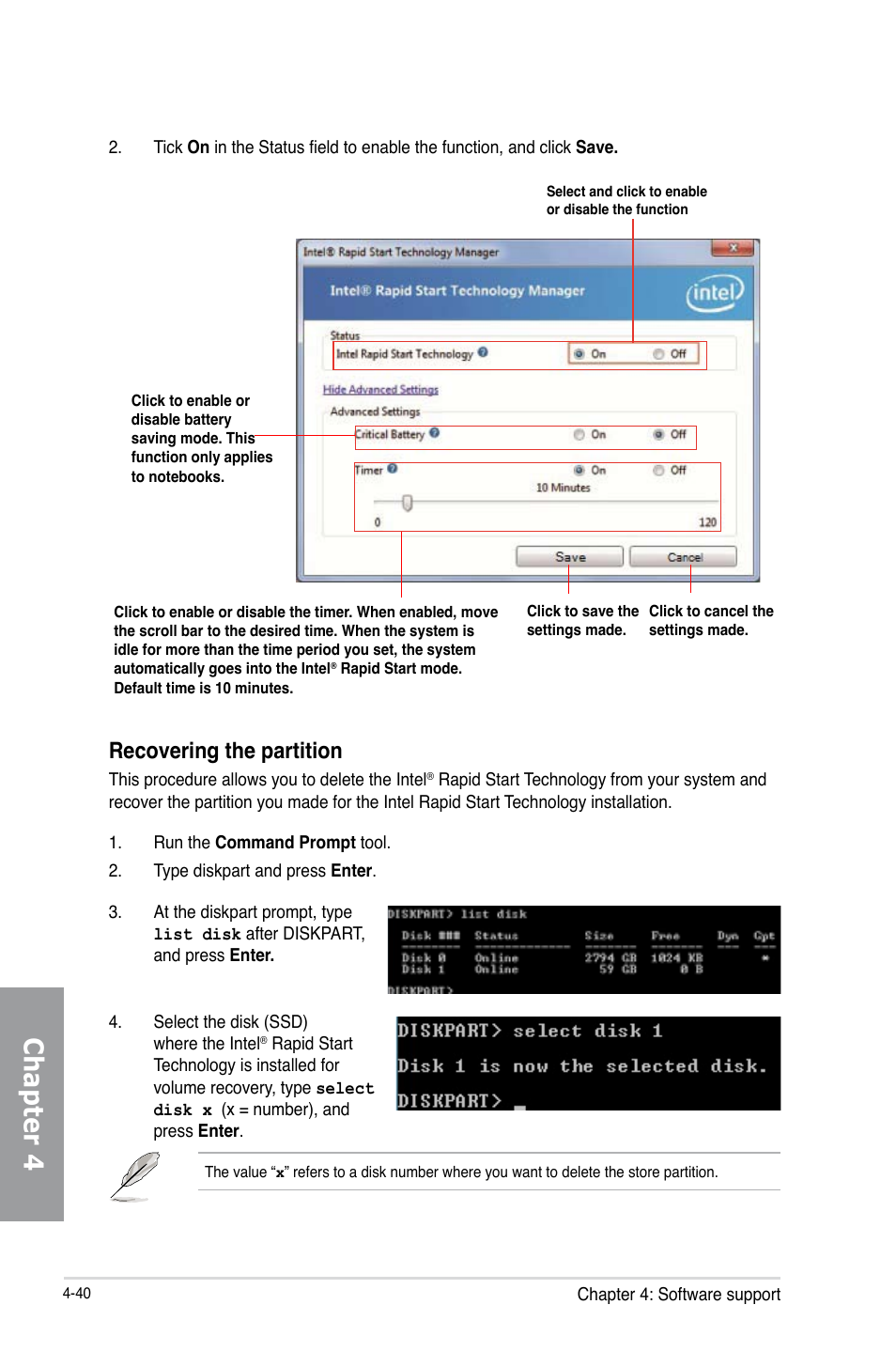 Chapter 4, Recovering the partition | Asus SABERTOOTH Z77 User Manual | Page 154 / 178